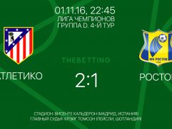 Атлетико Мадрид - Ростов Лига чемпионов 01 ноября 2016
